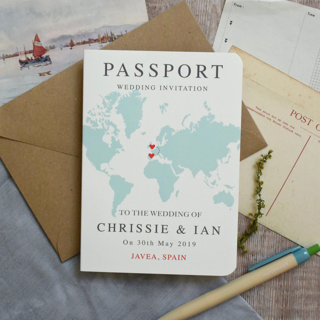 World Map Passport Invitation