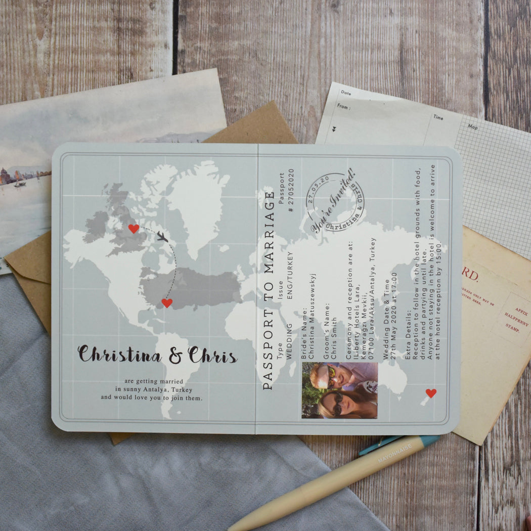World Map Passport Invitation