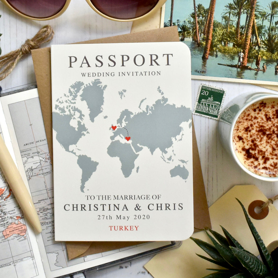 World Map Passport Invitation
